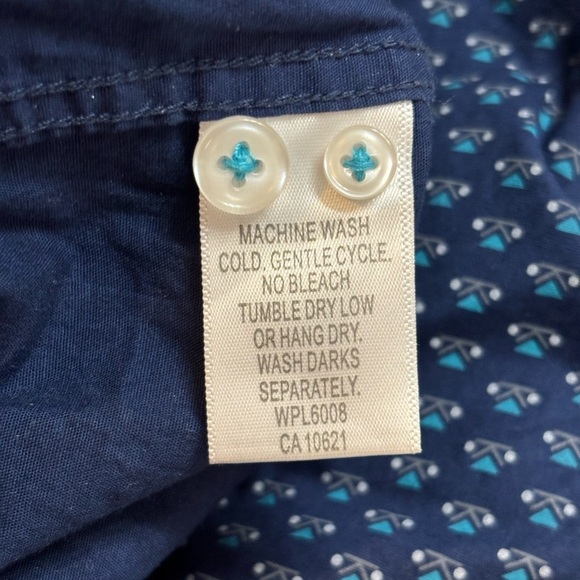 Panhandle Navy Blue & Turquoise Casual Button Down Shirt Size Large Long Sleeve - Picture 5 of 11